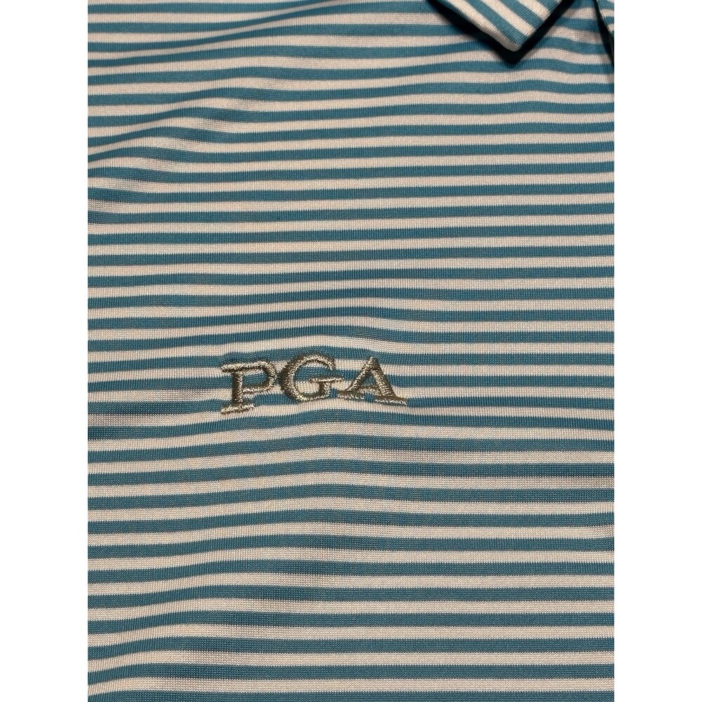PGA Under Armour Golf Polo Shirt Mens XXL 2XL Blue Striped HeatGear Coldblack - Picture 4 of 10